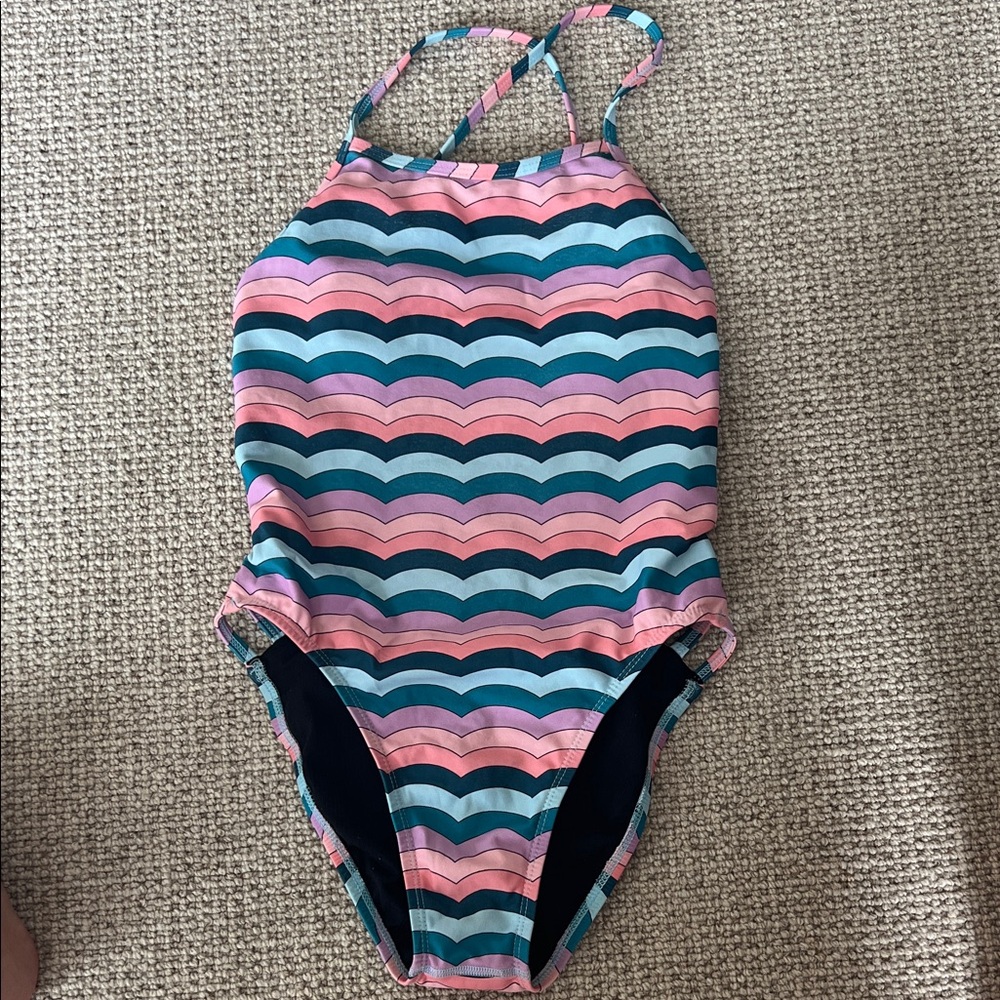 Jolyn one piece suit with Pink and Blue Waves